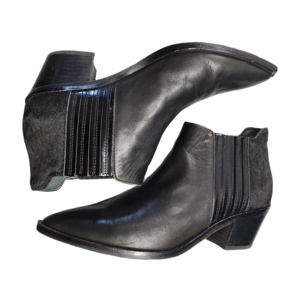 Dolce Vita Ankle Boots Womens US Size 6.5 Black Pointed Toe Block Heel Slip On